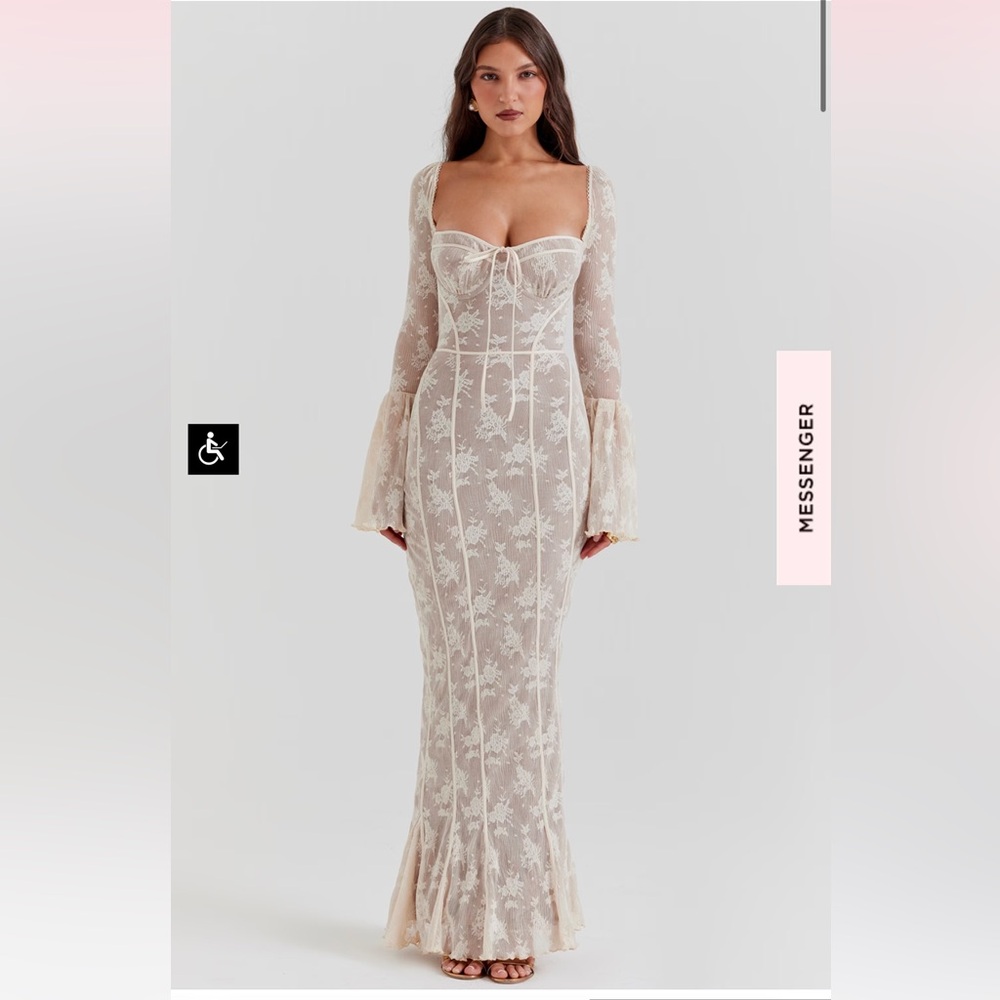House of CB Delilah Vintage Cream Maxi Dress *bigger cup*